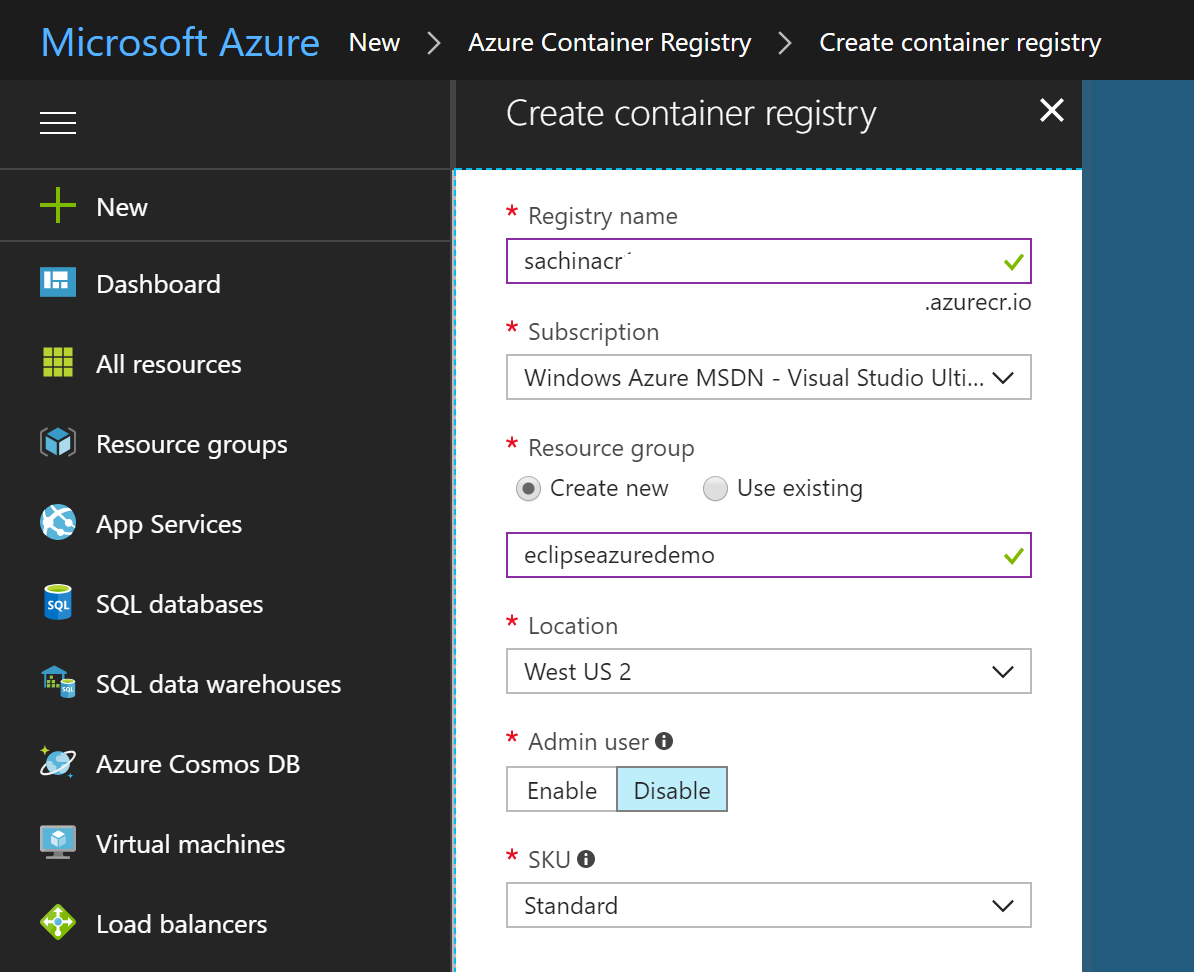 Create Azure Container Registry